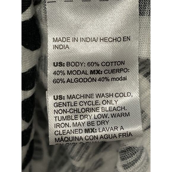 Chicos Shirt Womens XL Black White Animal Print Puff Sleeve Cotton Modal Top - Picture 6 of 9